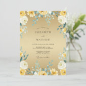 Gouden Turquoise Loof Eucalyptus Bruiloft Kaart (Staand voorkant)