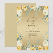 Gouden Turquoise Loof Eucalyptus Bruiloft Kaart (Voorkant / Achterkant)