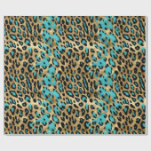 Gouden turquoise luipaard print cadeaupapier (Vlak)