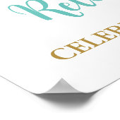 Gouden turquoise Pensioen Party Custom 20x30 Foto Poster (Hoek)