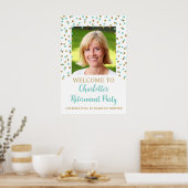 Gouden turquoise Pensioen Party Custom 20x30 Foto Poster (Keuken)