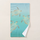 Gouden Turquoise Schildpadden Monogram Bad Handdoek (Handdoek)