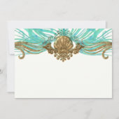 Gouden & Turquoise Zee Schelp Glam Beach Feest Uit Kaart (Achterkant)