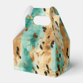 Gouden turquoise zwarte dierenprint bedankdoosjes (Achterkant)