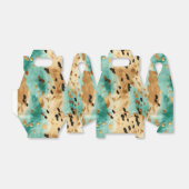 Gouden turquoise zwarte dierenprint bedankdoosjes (Uitgevouwen)