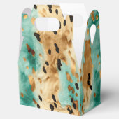 Gouden turquoise zwarte dierenprint bedankdoosjes (Geopend)