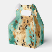 Gouden turquoise zwarte dierenprint bedankdoosjes (Voorkant Zijde)