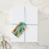 Gouden turquoise zwarte dierenprint cadeaulabel (Met Touw)