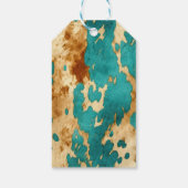 Gouden turquoise zwarte dierenprint cadeaulabel (Achterkant)