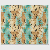 Gouden turquoise zwarte dierenprint cadeaupapier (Vlak)