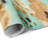 Gouden turquoise zwarte dierenprint cadeaupapier (Rol Hoek)