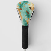 Gouden turquoise zwarte dierenprint golfheadcover (Voorkant)