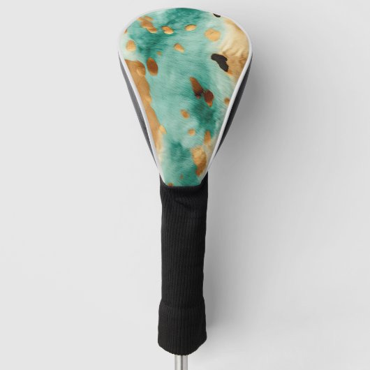 Gouden turquoise zwarte dierenprint golfheadcover (Voorkant)