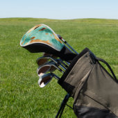Gouden turquoise zwarte dierenprint golfheadcover (Insitu)