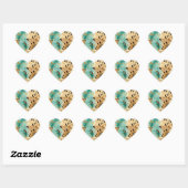 Gouden turquoise zwarte dierenprint hart sticker (Vel)