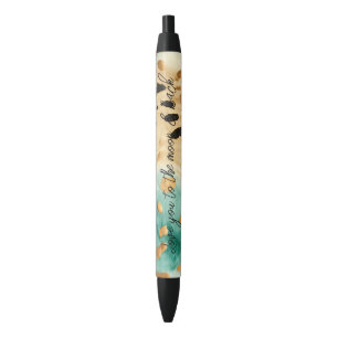 Gouden turquoise zwarte dierenprint inkt pen