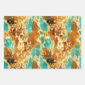 Gouden turquoise zwarte dierenprint inpakpapier vel (Voorkant 3)