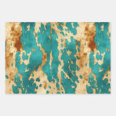 Gouden turquoise zwarte dierenprint inpakpapier vel (Voorkant 2)