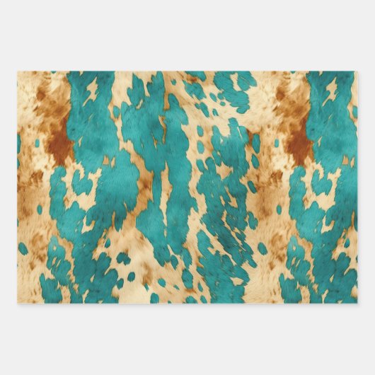 Gouden turquoise zwarte dierenprint inpakpapier vel (Voorkant 2)