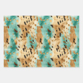 Gouden turquoise zwarte dierenprint inpakpapier vel (Voorkant)
