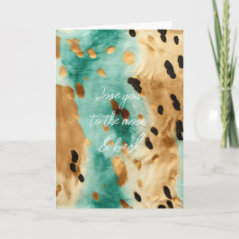 Gouden turquoise zwarte dierenprint kaart