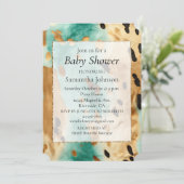 Gouden turquoise zwarte dierenprint kaart (Staand voorkant)