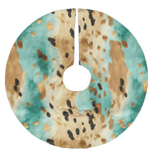 Gouden turquoise zwarte dierenprint kerstboom rok