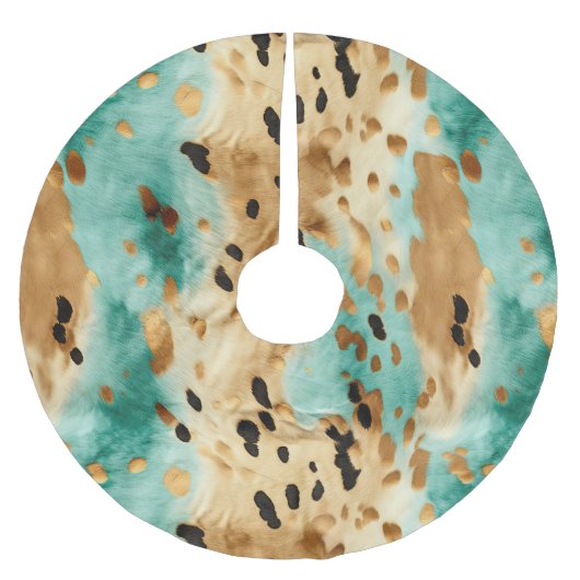 Gouden turquoise zwarte dierenprint kerstboom rok (Voorkant)