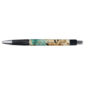 Gouden turquoise zwarte dierenprint pen (Voorkant)