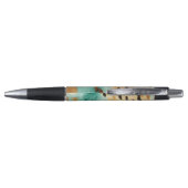 Gouden turquoise zwarte dierenprint pen (Achterkant)