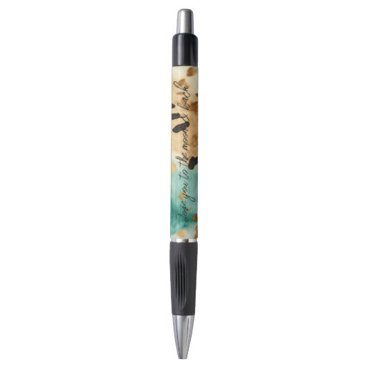 Gouden turquoise zwarte dierenprint pen (Voorkant Verticaal)