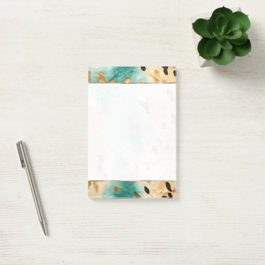 Gouden turquoise zwarte dierenprint post-it® notes (Kantoor)