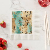 Gouden turquoise zwarte dierenprint servet (Insitu)