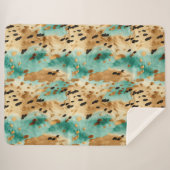 Gouden turquoise zwarte dierenprint sherpa deken (Voorkant (horizontaal))