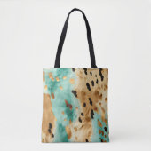 Gouden turquoise zwarte dierenprint tote bag (Voorkant)