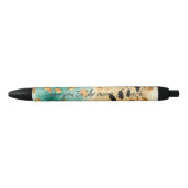 Gouden turquoise zwarte dierenprint zwarte inkt pen (Voorkant)