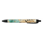 Gouden turquoise zwarte dierenprint zwarte inkt pen (Bodem)