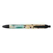 Gouden turquoise zwarte dierenprint zwarte inkt pen (Achterkant)