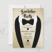 Gouden Tuxedo Das Bachelor Party Uitnodiging (Voorkant)