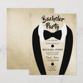 Gouden Tuxedo Strik Uitnodiging voor Bachelorfeest