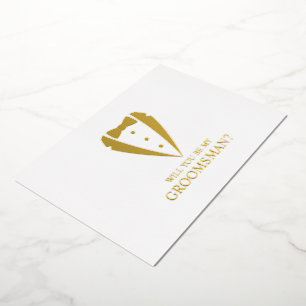 Gouden Tuxedo Suit Gepersonaliseerde Groomsman Voo Folie Uitnodiging