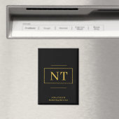 Gouden Twee Initiaal Zwart Modern Monogram Magneet (Insitu (Vaatwasser))