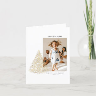 Gouden Tweefoto Kerstkaart Feestdagen Kaart