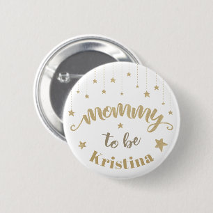 Gouden Twinkel Kleine Ster Baby Shower Mama te wor Ronde Button 5,7 Cm