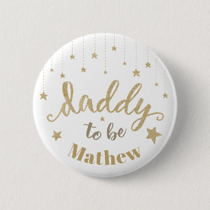 Gouden Twinkel Kleine Ster Baby Shower Papa in wor Ronde Button 5,7 Cm