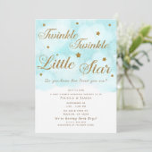 Gouden Twinkelsterren & Blauwe Lucht Wolken Baby S Kaart (Staand voorkant)