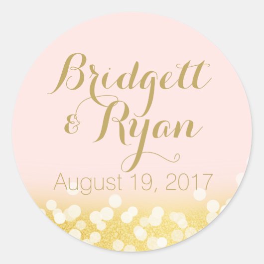 Gouden Twinkle Lichten Veranderlijke Kleur Ronde Sticker (Voorkant)