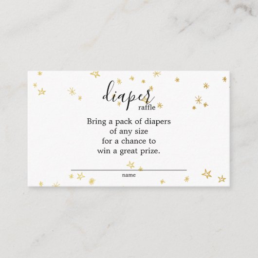 Gouden Twinkle Little Star Baby shower Luier Raffl Informatiekaartje (Voorkant)