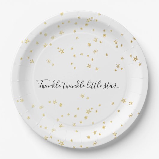 Gouden Twinkle Little Star Baby shower Papier Bord (Voorkant)