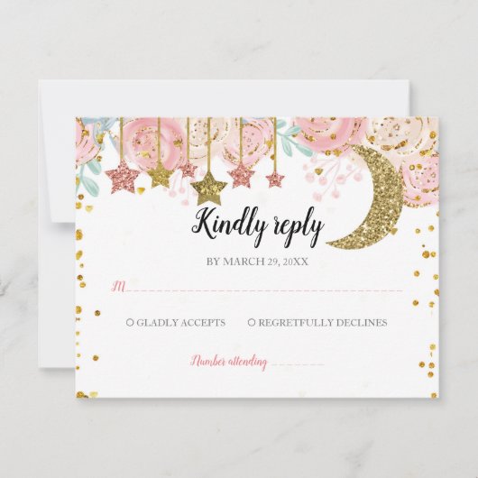 Gouden twinkle RSVP-kaart Bedankkaart (Voorkant)